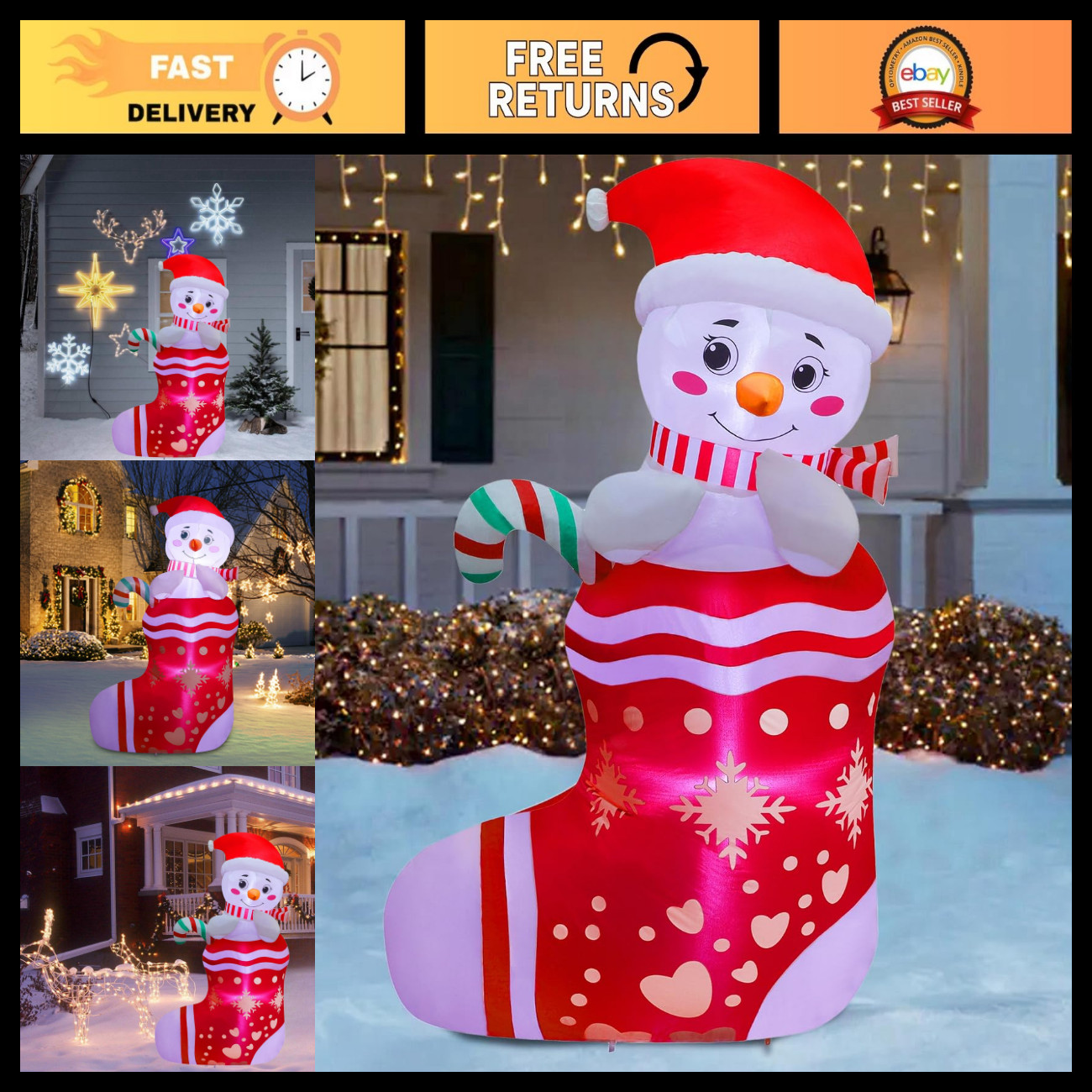 Juegoal Christmas Inflatables Outdoor Decorations, 5FT Inflatable Snowman in Xma Juegoal Christmas Inflatables Outdoor Decorations, 5FT Inflatable Snowman in Xma