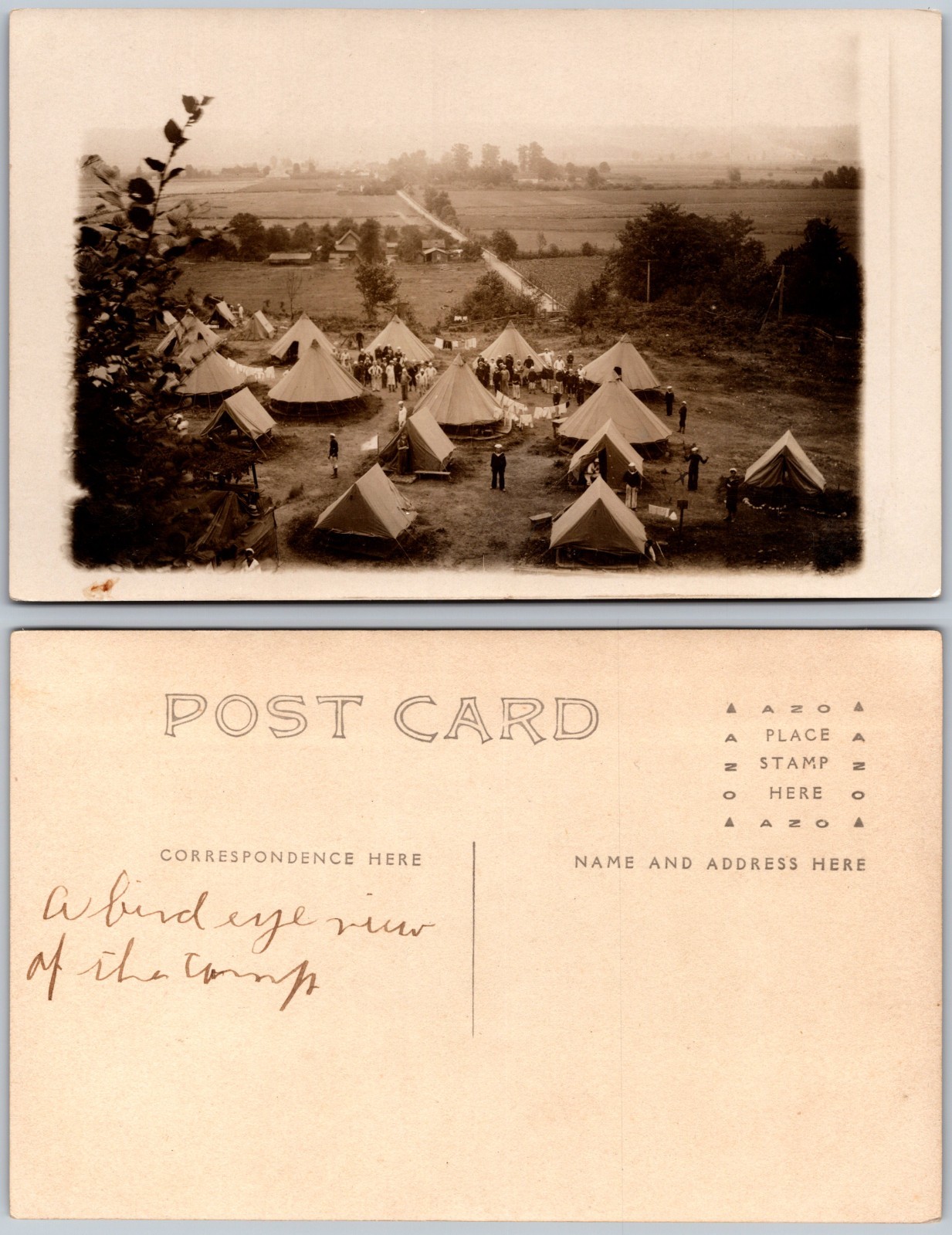 RPPC Birdseye View Of Camp Photo Postcard RPPC Birdseye View Of Camp Photo Postcard