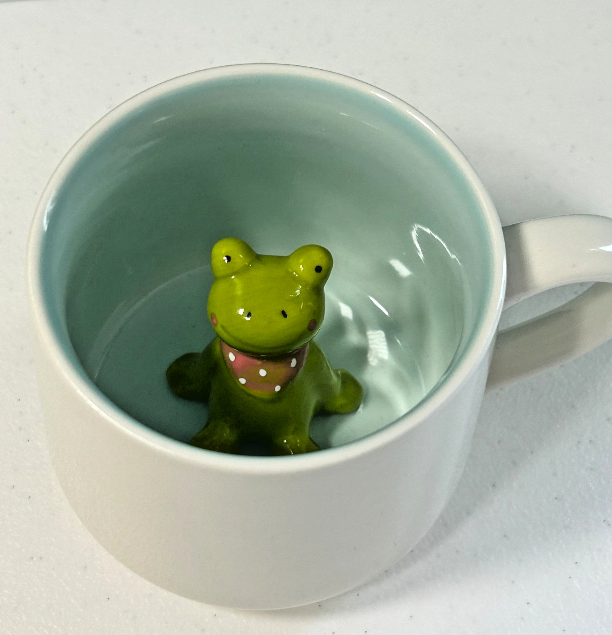 Frog Coffee Cup Hidden 3D Animal Inside Mug Whimsical Handmade Figurine Mugs