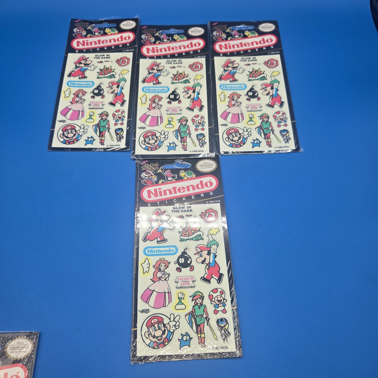 1989 Nintendo Factory Sealed Mello Smello Stickers "GLO IN THE DARK" LOT OF 4 1989 Nintendo Factory Sealed Mello Smello Stickers "GLO IN THE DARK" LOT OF 4