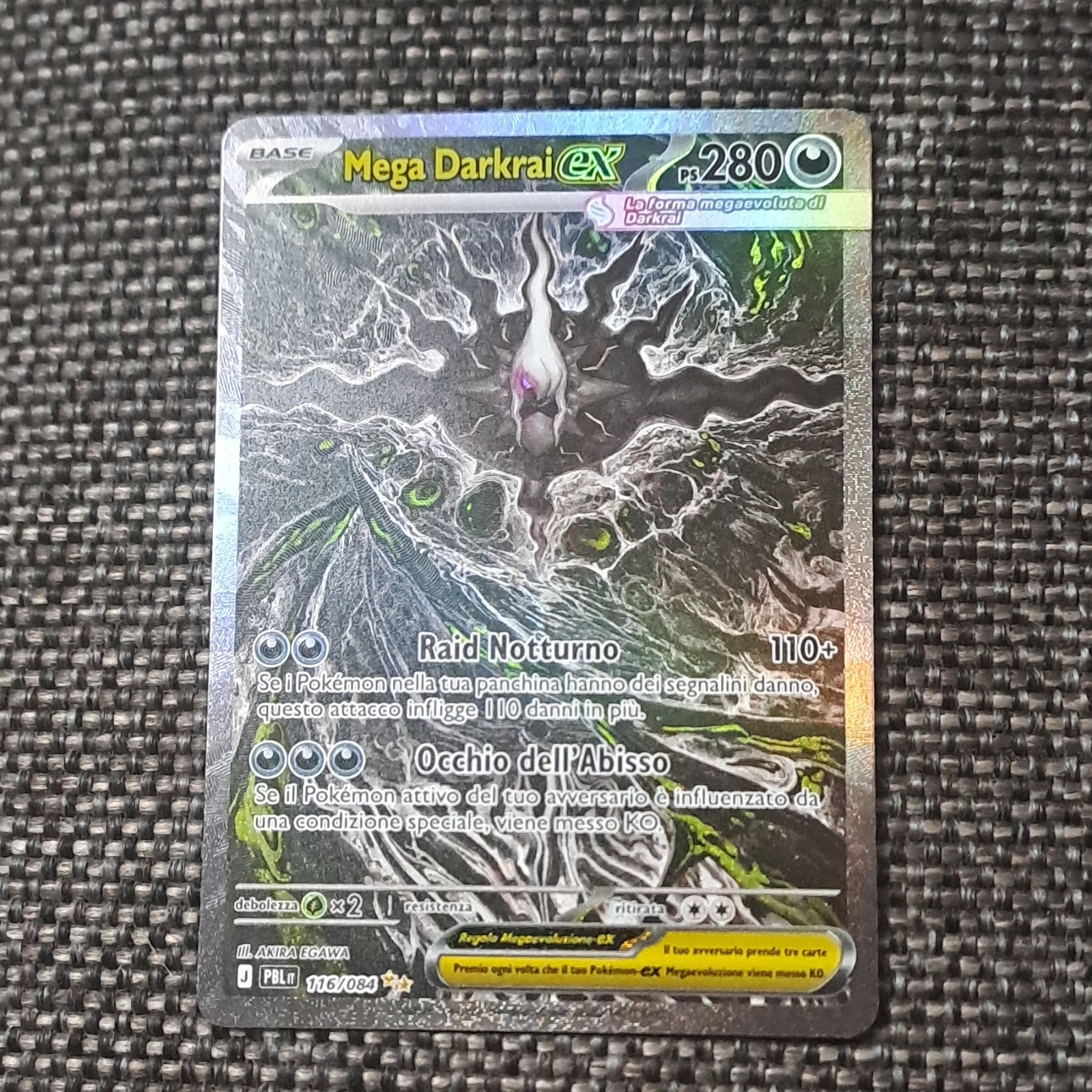 Mega Darkrai EX MEGA 116/084 PBL1 280PV Holo ITA Darkness Ill. AKIRA EGAWA Mega Darkrai EX MEGA 116/084 PBL1 280PV Holo ITA Darkness Ill. AKIRA EGAWA