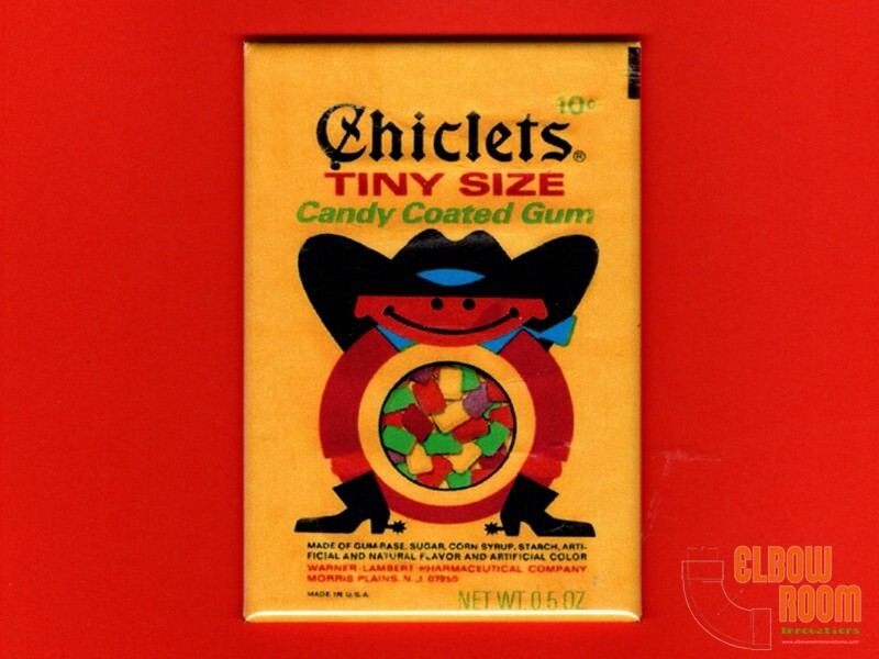 Chicklets Tiny Size gum vintage package art 2x3" fridge/locker magnet 70s Chicklets Tiny Size gum vintage package art 2x3" fridge/locker magnet 70s