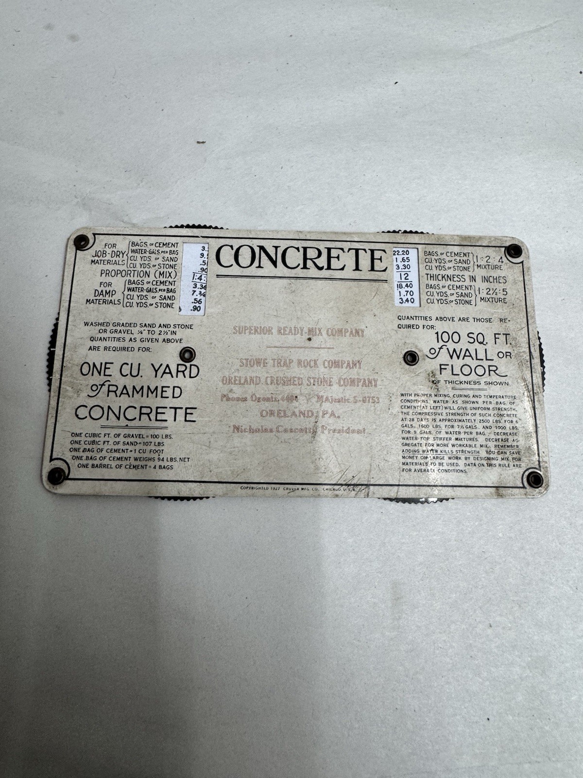 vintage lumber concrete calculator stone trap rock company Oreland PA vintage lumber concrete calculator stone trap rock company Oreland PA