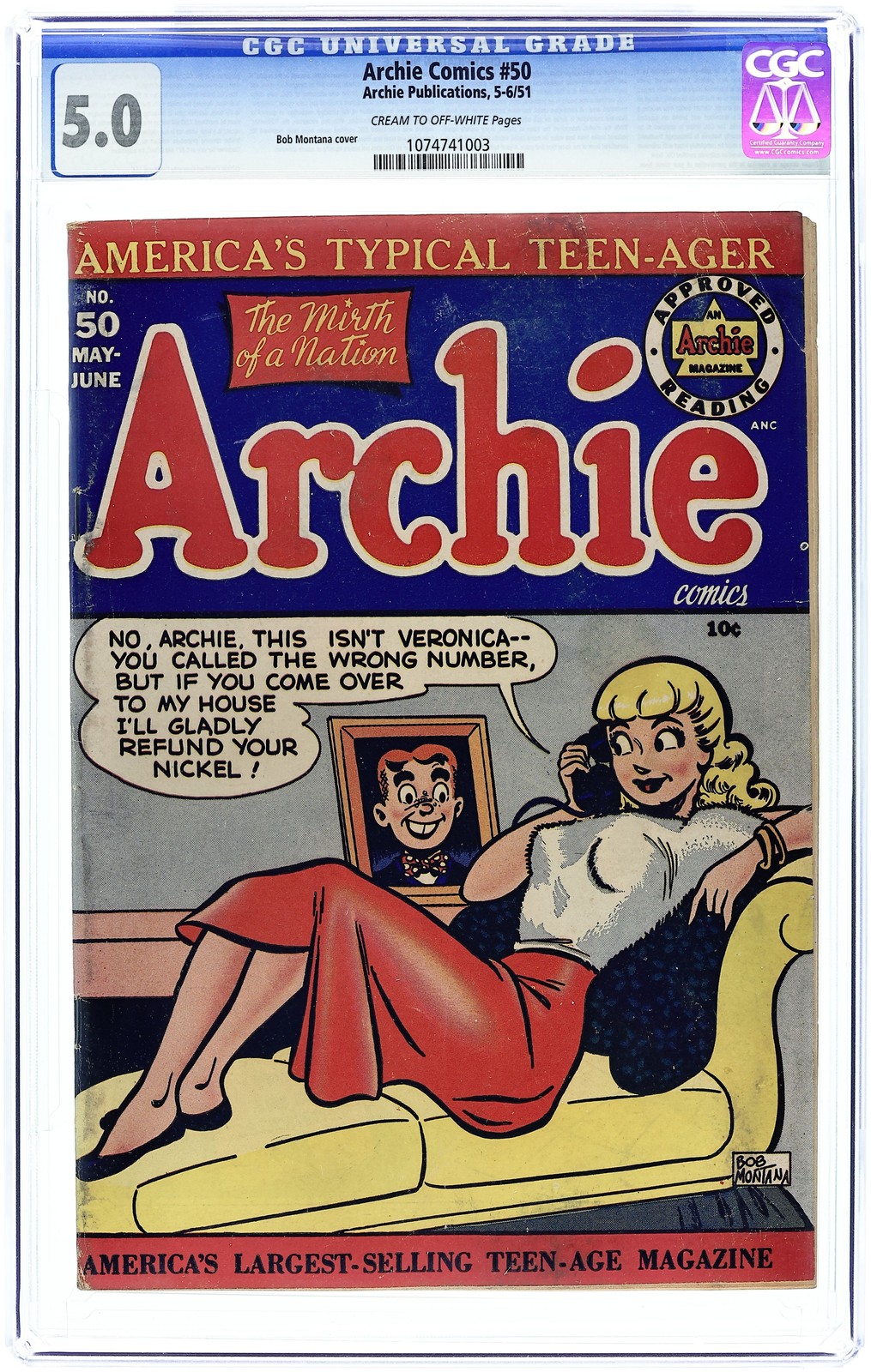 Archie #50 CGC 5.0 1951 1074741003 Archie #50 CGC 5.0 1951 1074741003