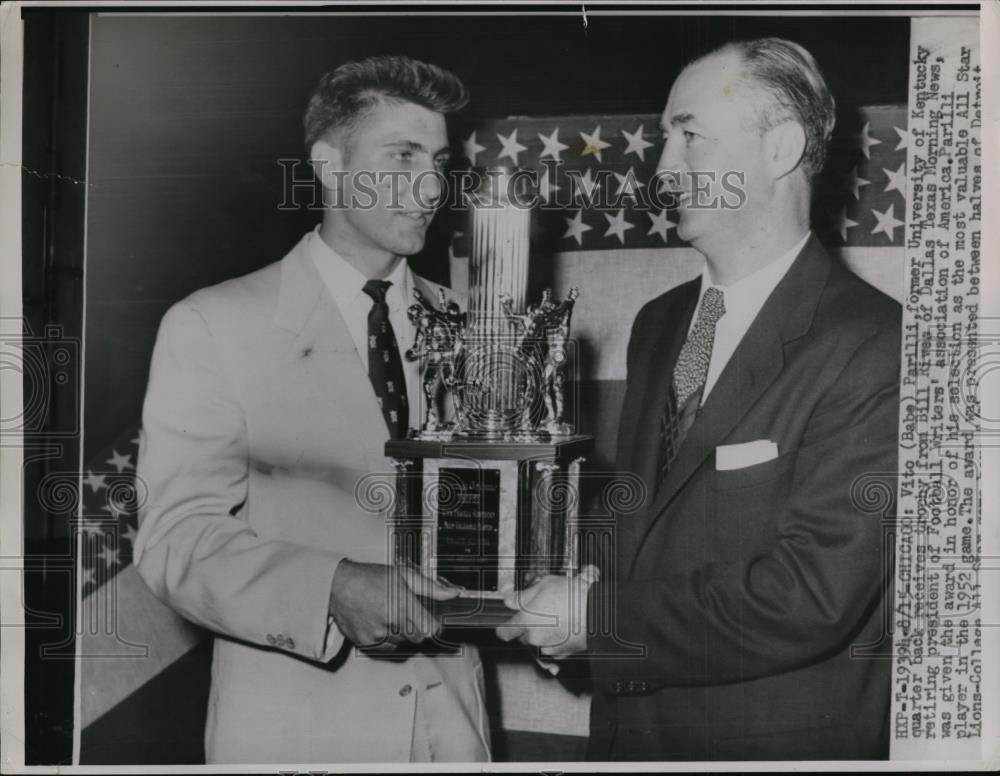1963 Press Photo Vito Babe Parilli ex U of Kentucky QB & Bill Rives All Stars