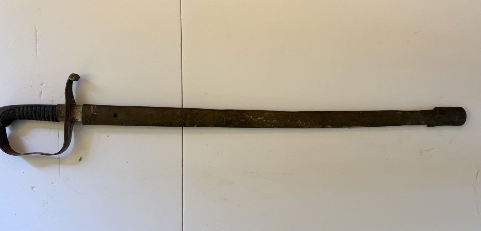 Antique 19th Century Military Short Sword / Infantry with Scabbard Iron D-Guard Antique 19th Century Military Short Sword / Infantry with Scabbard Iron D-Guard