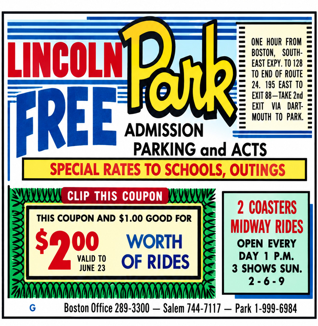 Vintage Lincoln Amusement Park Ad Magnet – North Dartmouth, Massachusetts