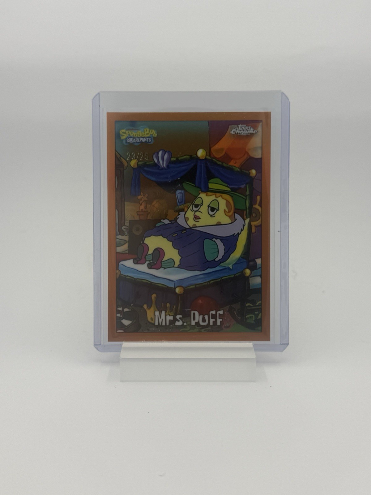 2025 Topps Chrome SpongeBob Mrs. Puff Orange Refractor /25 2025 Topps Chrome SpongeBob Mrs. Puff Orange Refractor /25