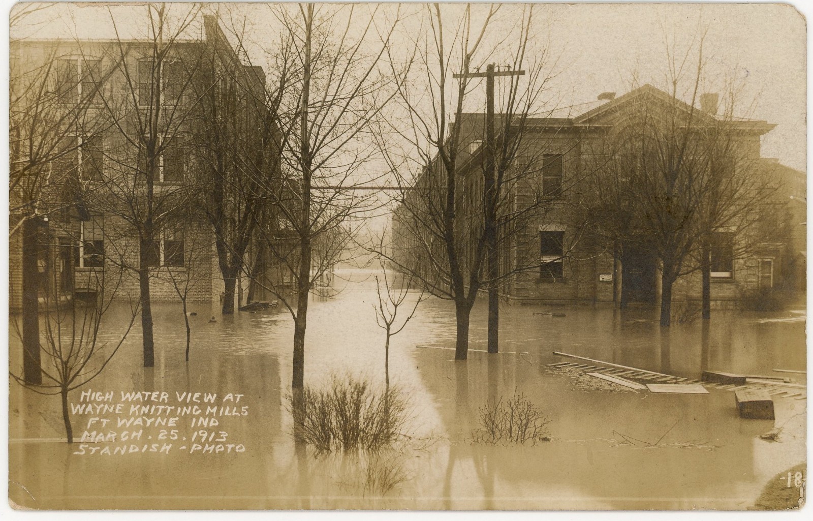 1913 RPPC Fort Wayne Indiana Great Flood Wayne Knitting Mills Standish Photo 1913 RPPC Fort Wayne Indiana Great Flood Wayne Knitting Mills Standish Photo