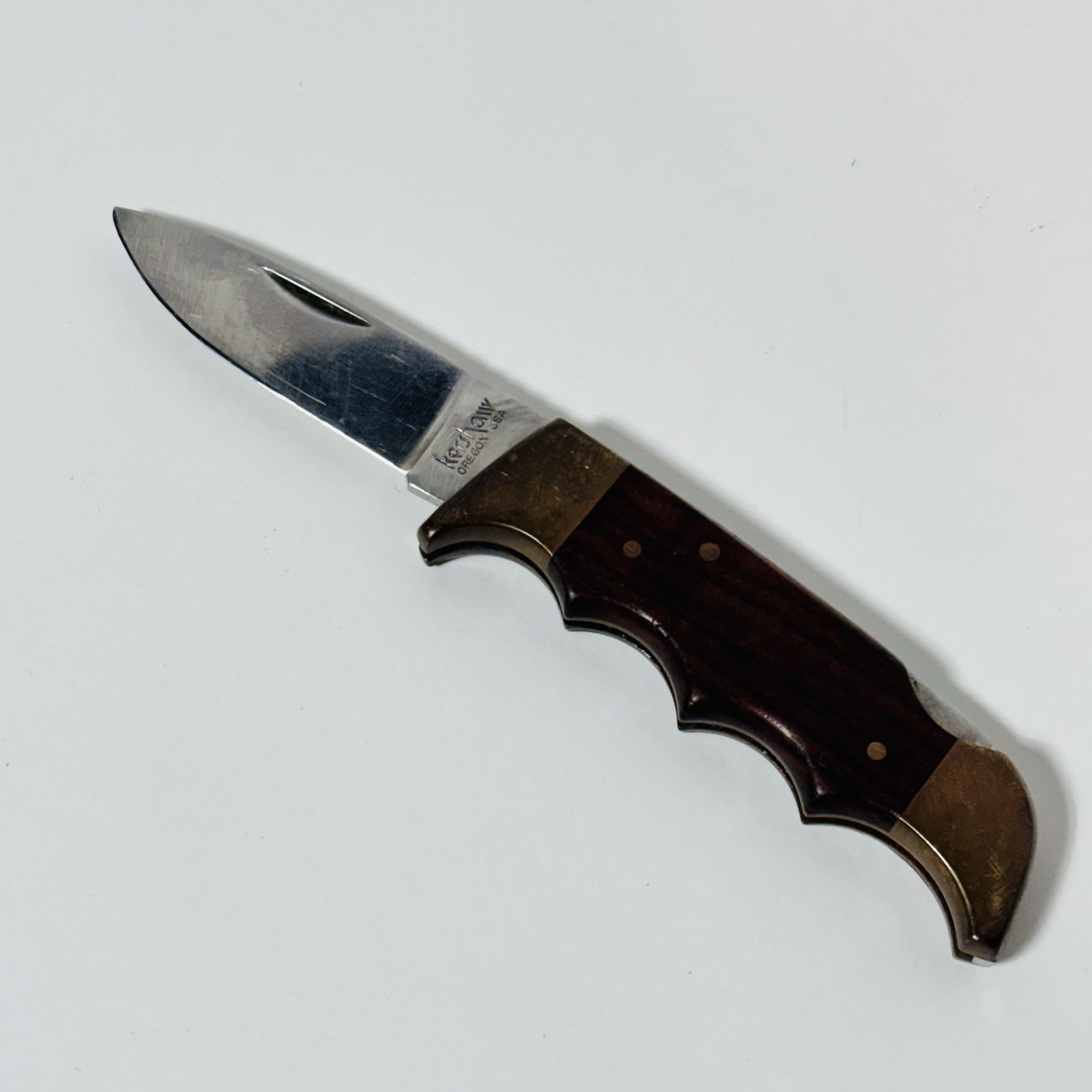 Vintage Kershaw 1040 Folding Field Knife Kai Japan Wood Brass Lockback Vintage Kershaw 1040 Folding Field Knife Kai Japan Wood Brass Lockback
