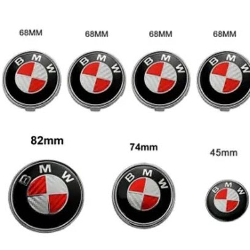 7Pcs For B-M-W HubCaps Steering Wheel Emblem Badge Set 82+74mm 68mm 45mm