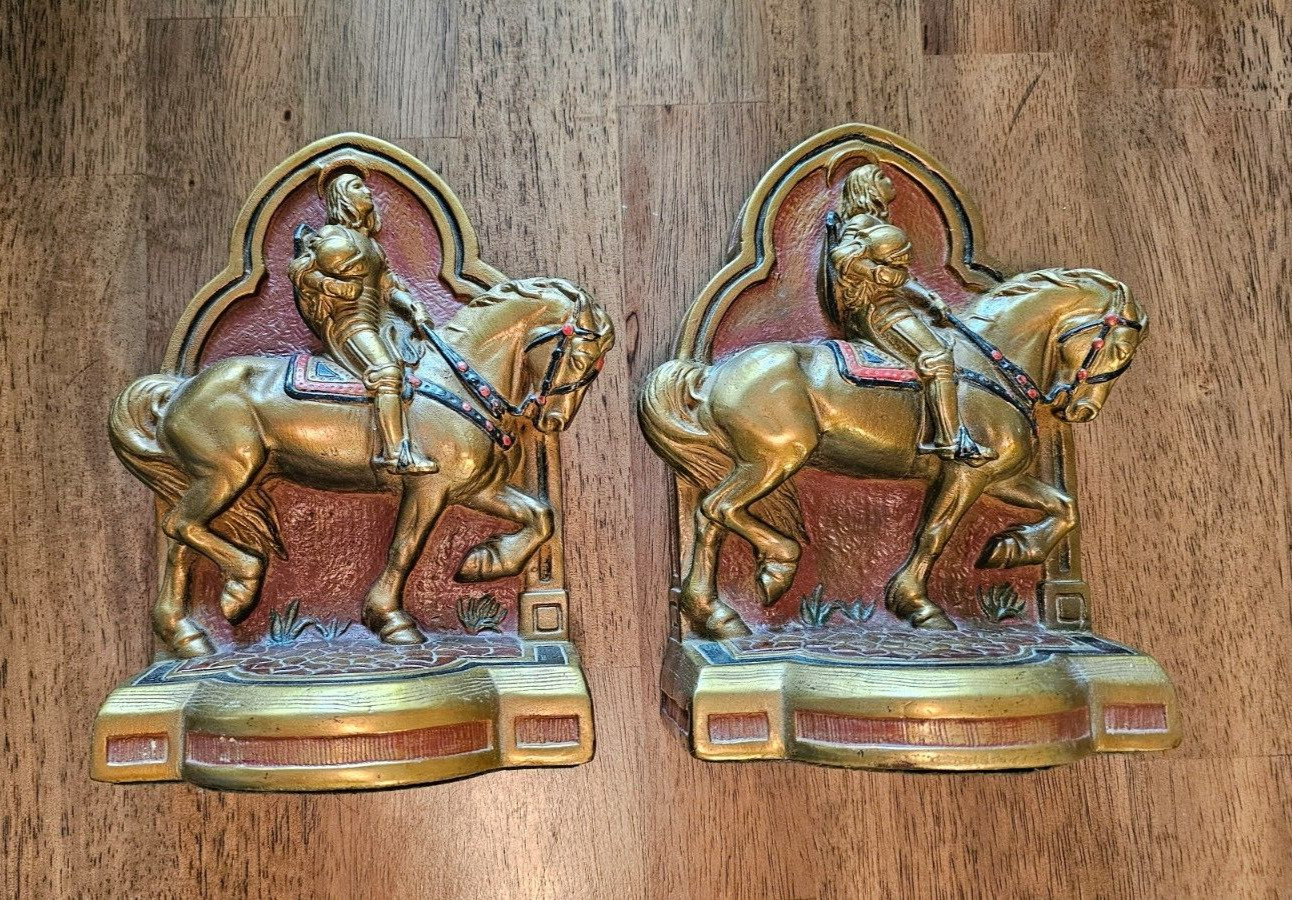 Rare Vintage Armor Bronze Company NY City Joan of Arc Knight Bookends +Free Ship Rare Vintage Armor Bronze Company NY City Joan of Arc Knight Bookends +Free Ship