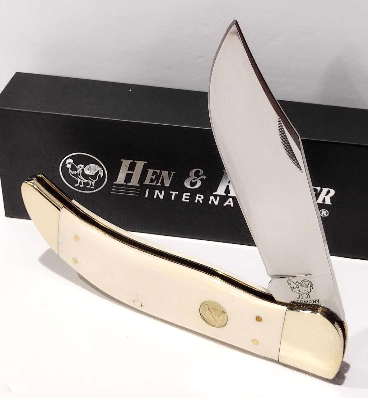 Hen & Rooster Large 5.5" Smooth White Bone Scales Folder Folding Pocket Knife Hen & Rooster Large 5.5" Smooth White Bone Scales Folder Folding Pocket Knife