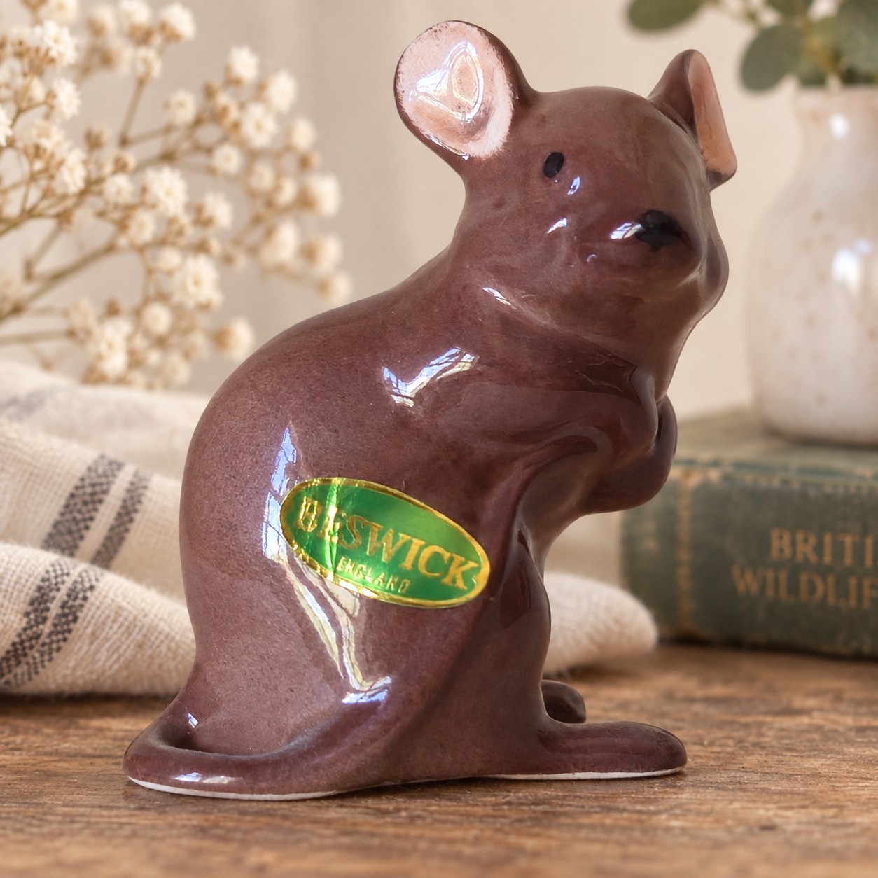 Vintage Beswick England Mouse Figurine 1678 Albert Hallam Brown Gloss Label Vintage Beswick England Mouse Figurine 1678 Albert Hallam Brown Gloss Label