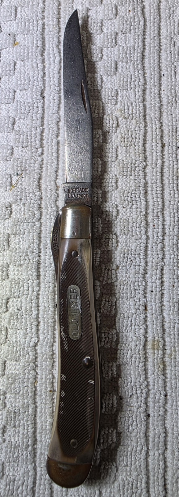 Vintage Schrade USA 1940T Old Timer Folding Knife Liner Lock Mismatched Handles Vintage Schrade USA 1940T Old Timer Folding Knife Liner Lock Mismatched Handles