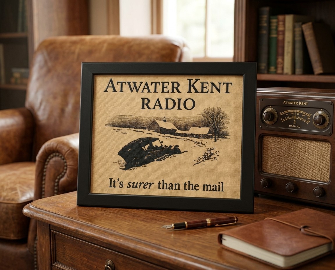 Atwater Kent Radio Canvas Art 8"x10" Framed - Rustic  Art -  Wall Decor