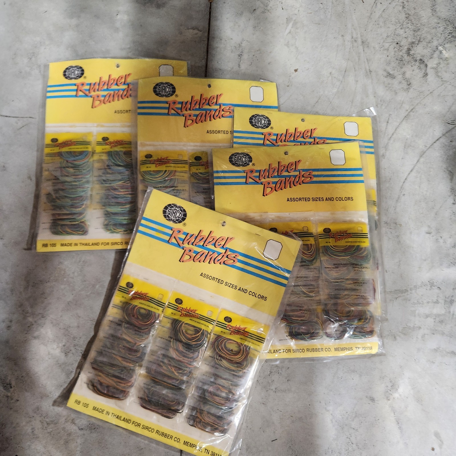 Vintage Sirco Rubber Bands Store Display Lot Of 5 ( 135 Packs) C15