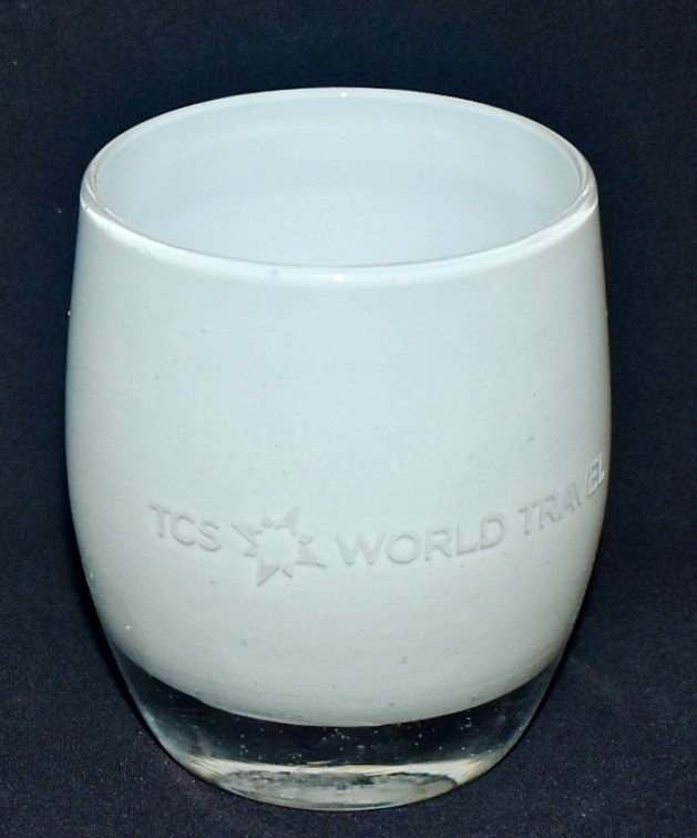 Super Rare TCS World Travel White Glassybaby Votive Candle Holder Wish w/Sticker