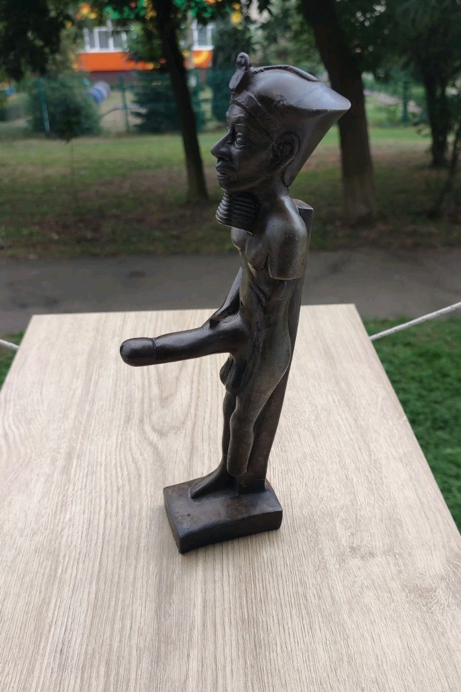 A large, unique altar statuette of the ancient Egyptian god of fertility, Min A large, unique altar statuette of the ancient Egyptian god of fertility, Min