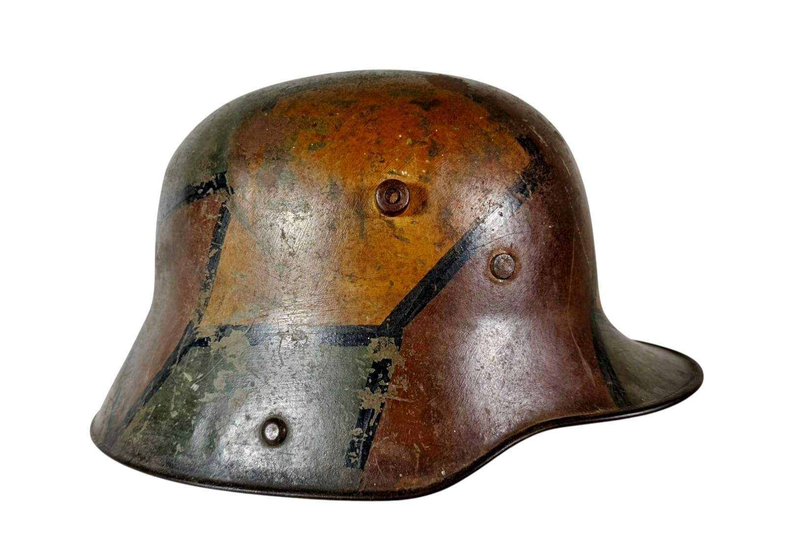 100% Original WW1 1916 Imperial German 4 Color Camouflage Steel Helmet Stahlhelm 100% Original WW1 1916 Imperial German 4 Color Camouflage Steel Helmet Stahlhelm
