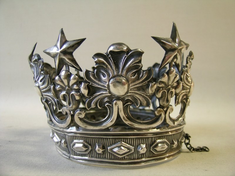 Antique silver crown for religious statue Antique silver crown for religious statue