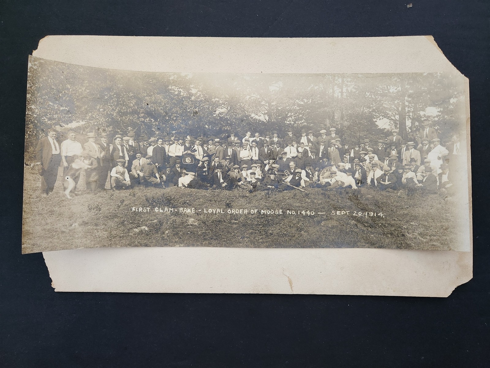1914 antique LOYAL ORDER OF MOOSE No. 1440 willimantic ct FIRST CLAM BAKE PHOTO