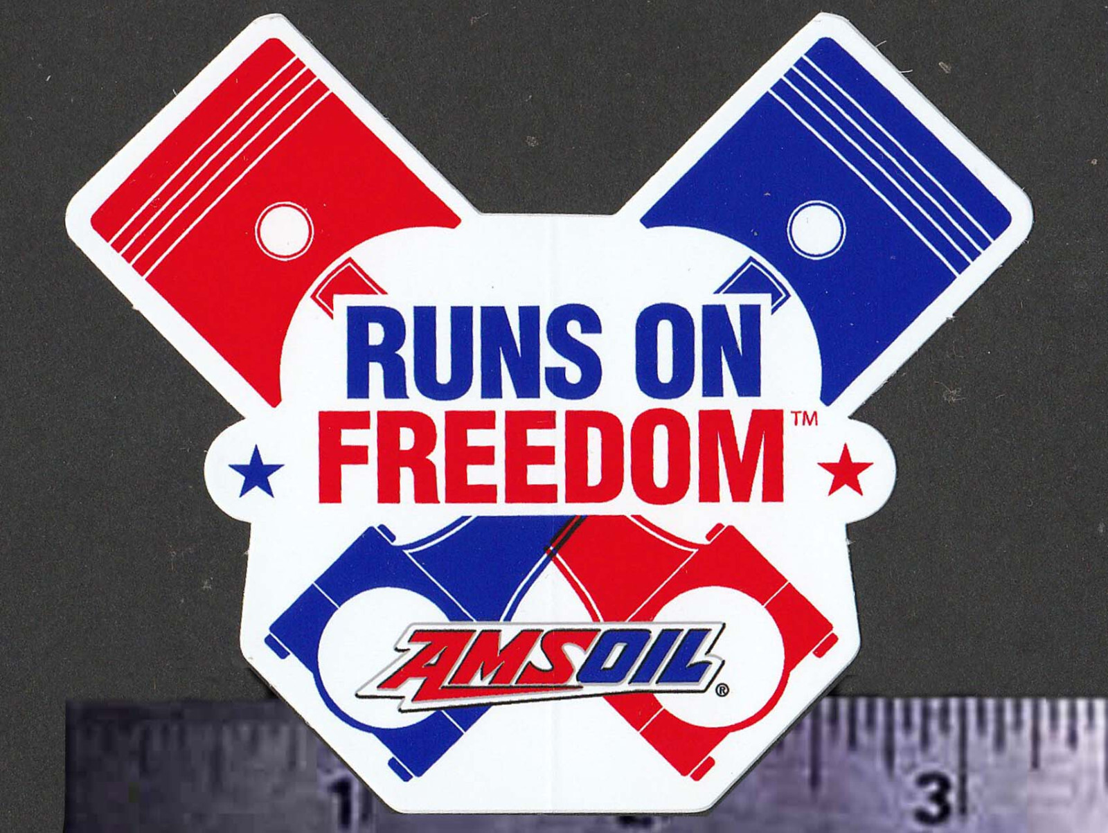 AMSOIL Runs On Freedom - Original Vintage Racing Decal/Sticker - Synthetic Oil AMSOIL Runs On Freedom - Original Vintage Racing Decal/Sticker - Synthetic Oil