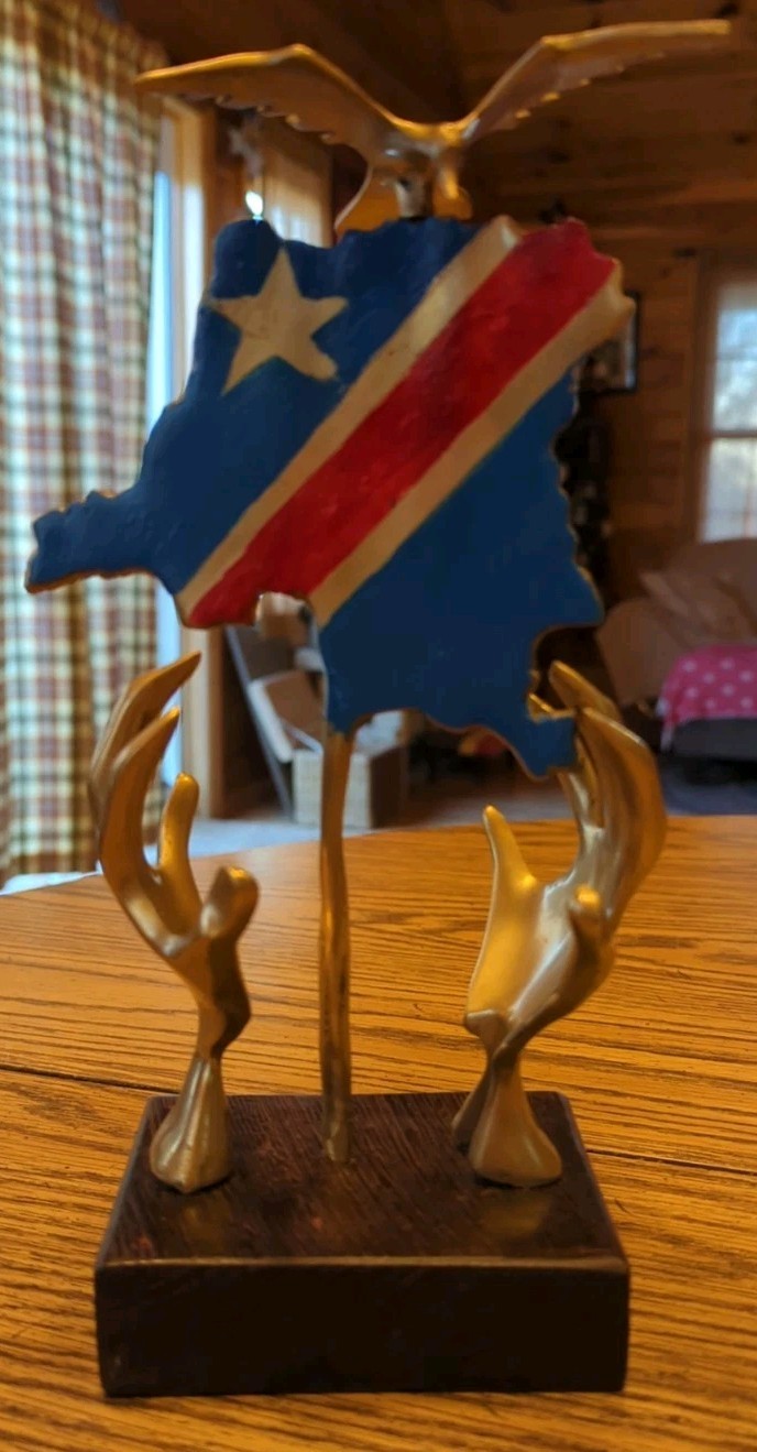 Vintage Brass Hand-Painted Military Honor Statue Art Figure Bird Very Unique