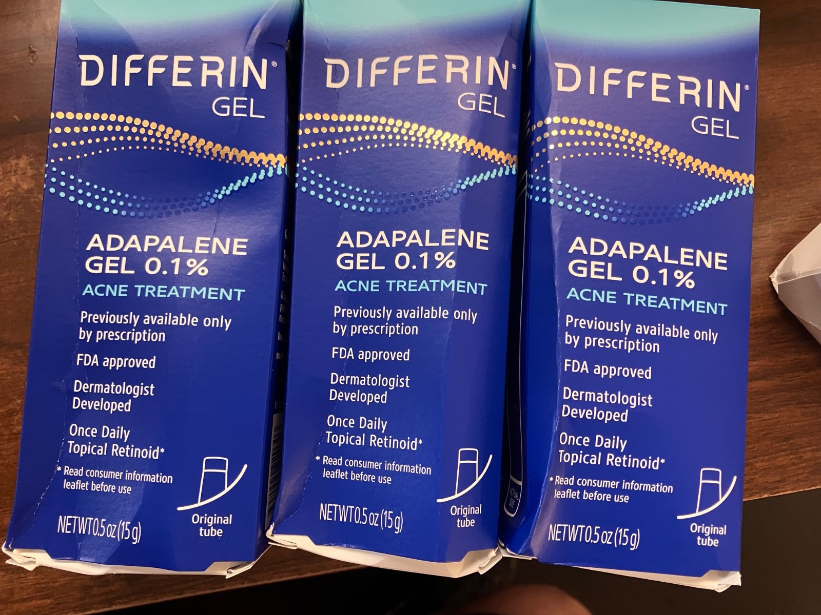 Differin Adapalene Gel 0.1% Acne Treatment .5oz 3 Pack  tube New Exp 6/28