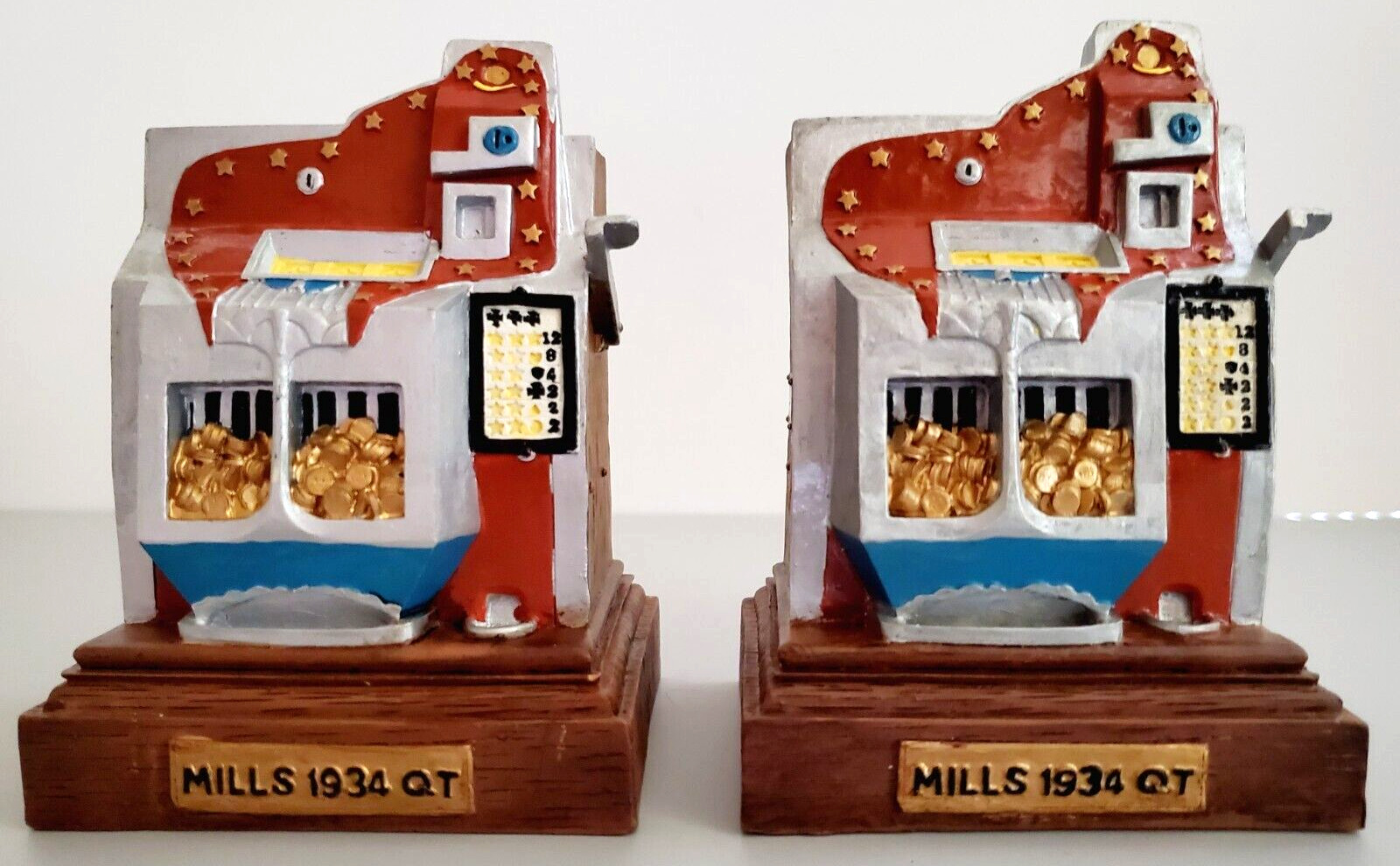 Mills Brothers Harrah's LTD ED Slot Machine Bookend-Pair Resin 💖