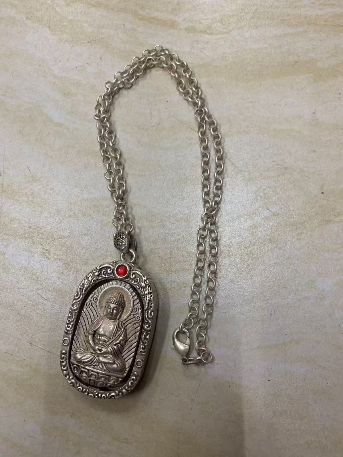 Wonderful Hand Made Tibetan Silver Necklace W/Buddha Pendant Wonderful Hand Made Tibetan Silver Necklace W/Buddha Pendant