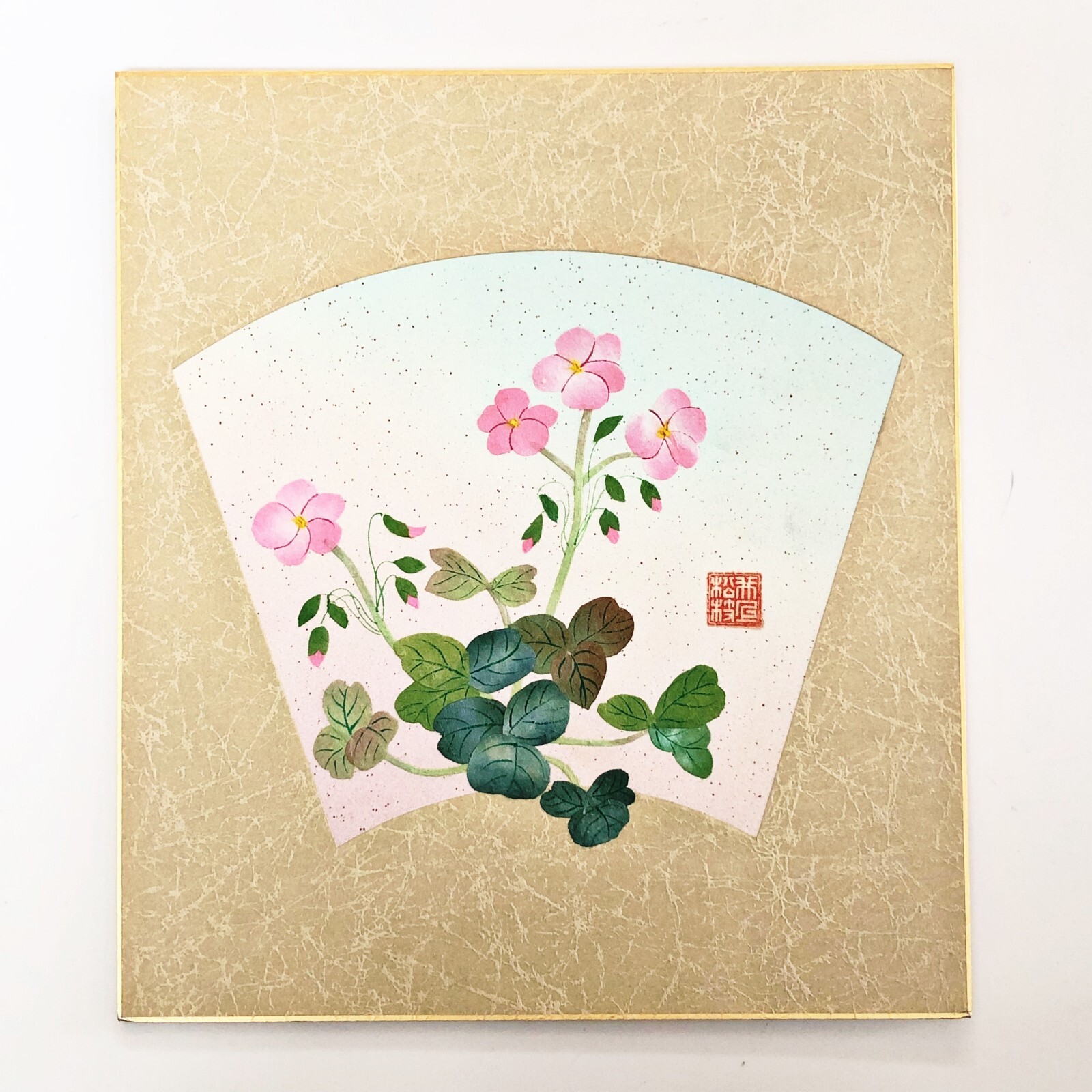 Japanese Art Board Oshie Collage Shikishi Paper Craft Floral Oxalis Pattern A8