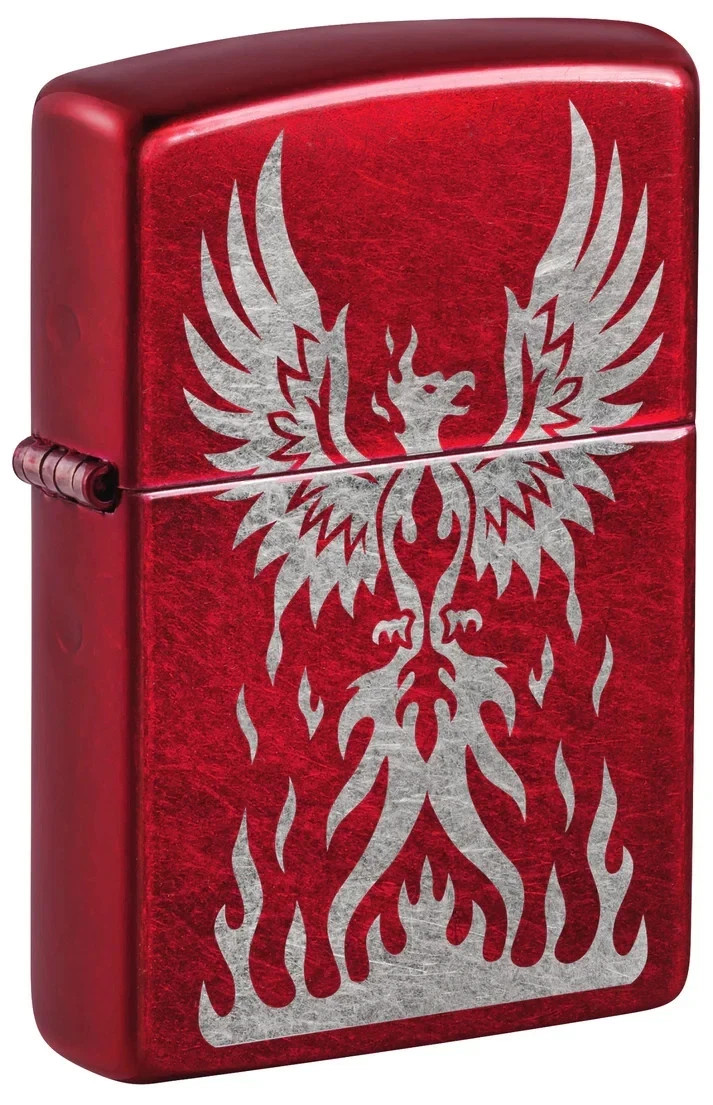 Zippo Phoenix Rising Design Candy Apple Red Laser Engrave 47140 Zippo Phoenix Rising Design Candy Apple Red Laser Engrave 47140