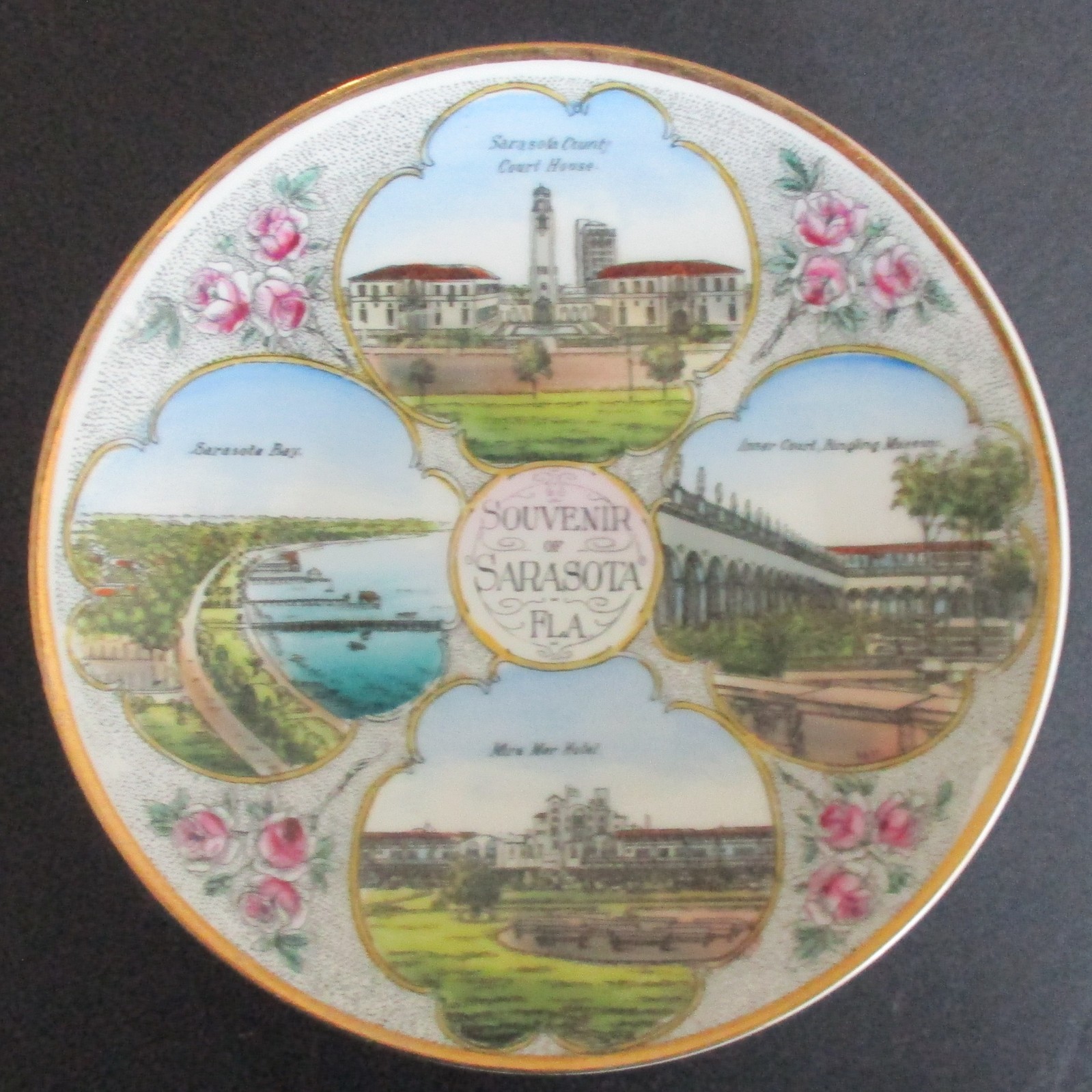 Early 20th Century Souvenir Dish Mira Mar Hotel Ringling Museum Sarasota Florida Early 20th Century Souvenir Dish Mira Mar Hotel Ringling Museum Sarasota Florida