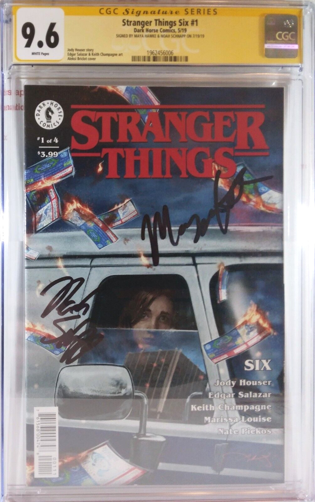 🩸💀 SIGNED MAYA HAWKE + NOAH SCHNAPP CGC 9.6 NM+ STRANGER THINGS SIX #1 NETFLIX 🩸💀 SIGNED MAYA HAWKE + NOAH SCHNAPP CGC 9.6 NM+ STRANGER THINGS SIX #1 NETFLIX