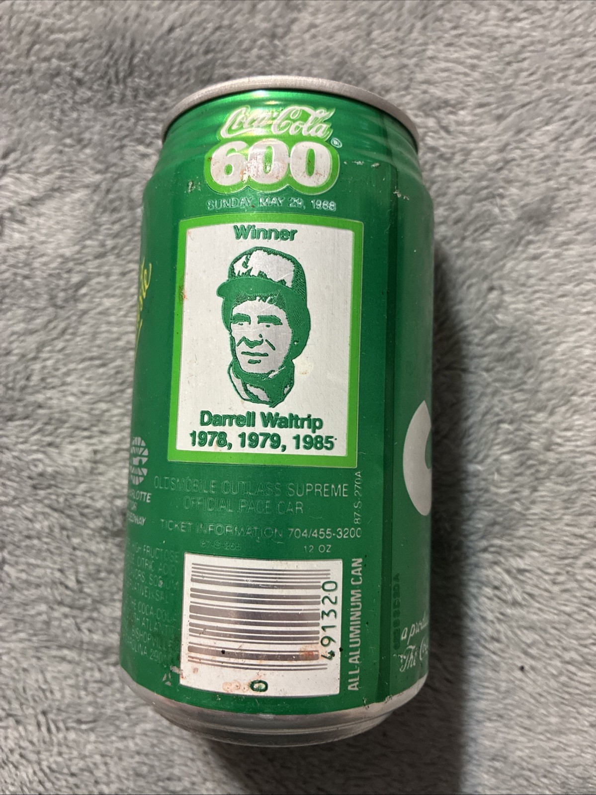 Vintage Darrell Waltrip Sprite 12oz Soda Can: 1978/79/85 Coca-Cola 600 Winner