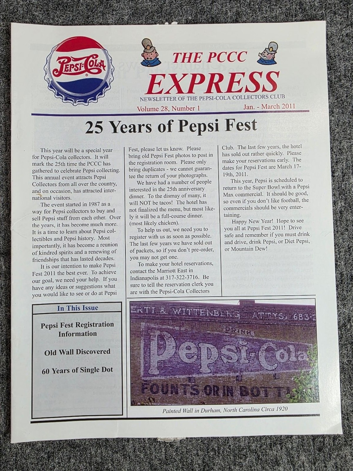 Pepsi-Cola Collectors Club Newsletter 2011 Pepsi Fest History Soda