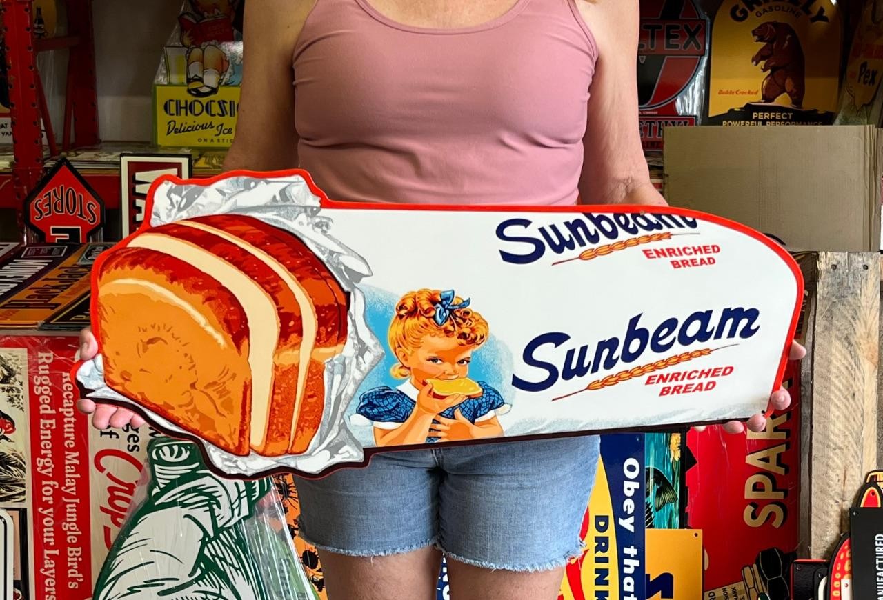 Antique Vintage Style Sign Sunbeam Bread NOT Porcelain Made USA 30x14 Antique Vintage Style Sign Sunbeam Bread NOT Porcelain Made USA 30x14