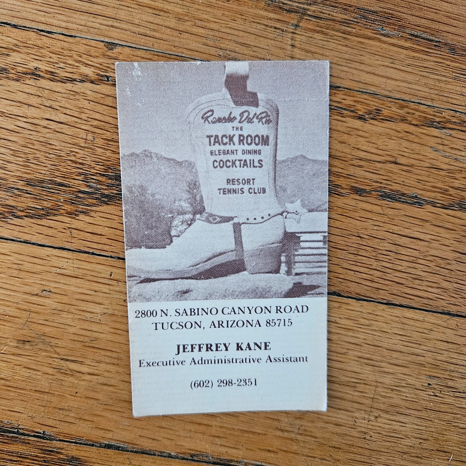 Vintage 1980's Rancho Del Rio "The Tack Room” Tucson, AZ Business Card Big Boot Vintage 1980's Rancho Del Rio "The Tack Room” Tucson, AZ Business Card Big Boot
