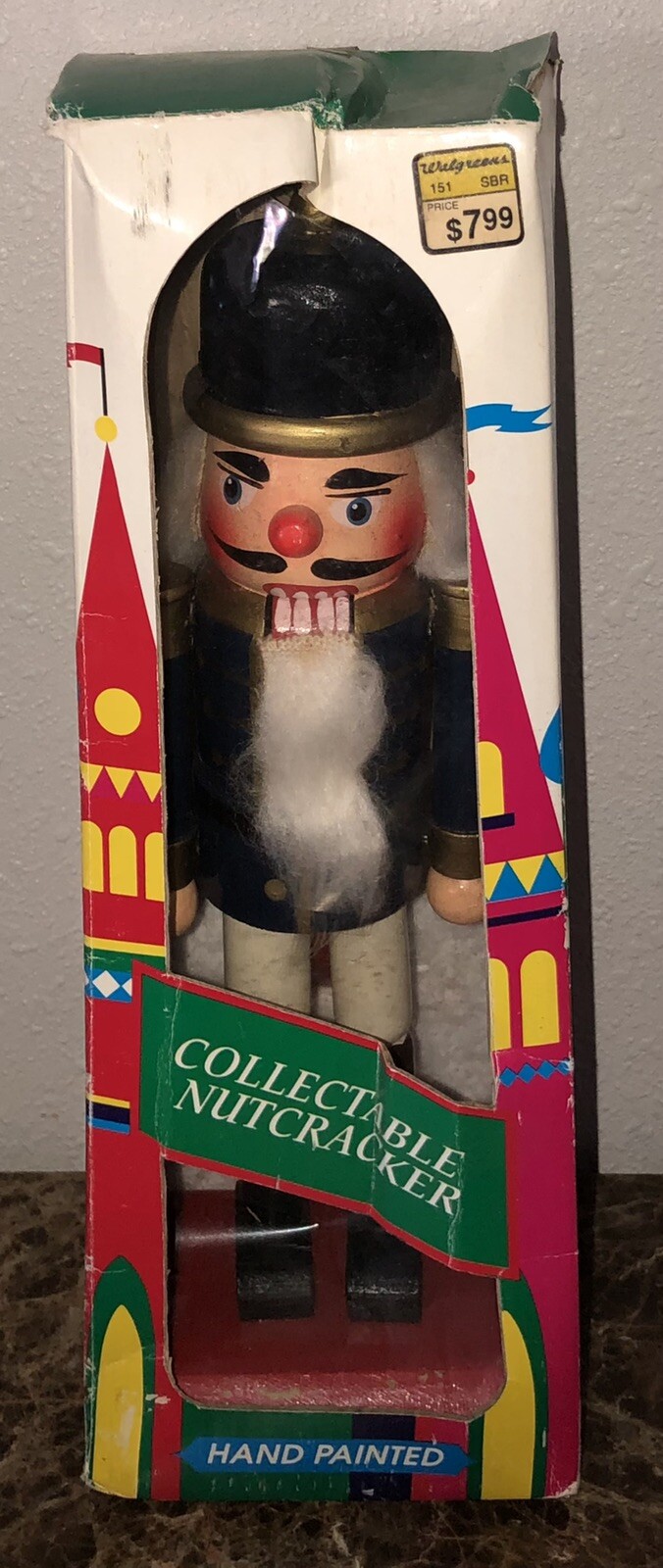 Vintage Blue Nutcracker Handcrafted Wooden 12” Walgreens Exclusive NEW Boxed