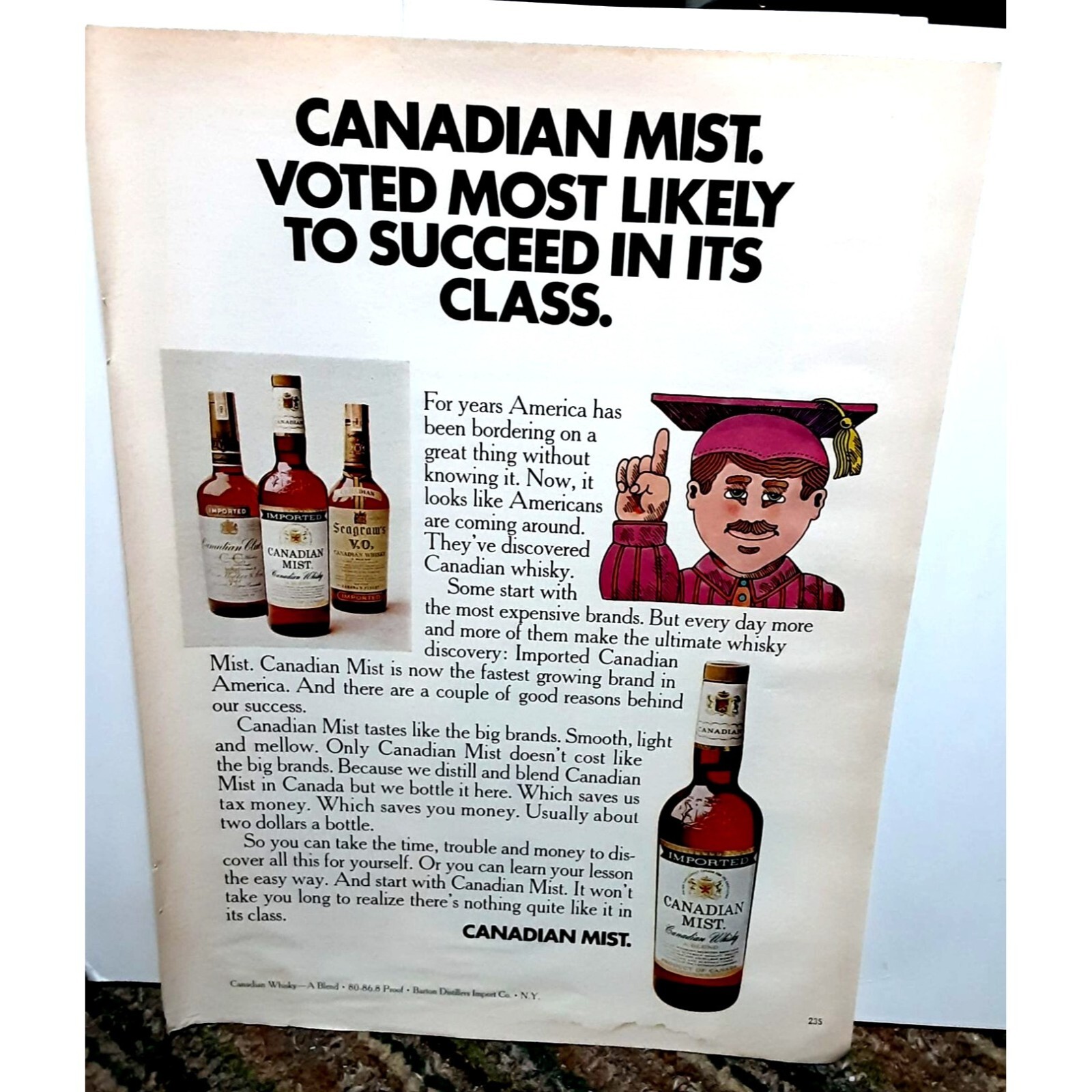 Vintage 1971 Canadian Mist Whiskey Succeed Print Ad Vintage 1971 Canadian Mist Whiskey Succeed Print Ad