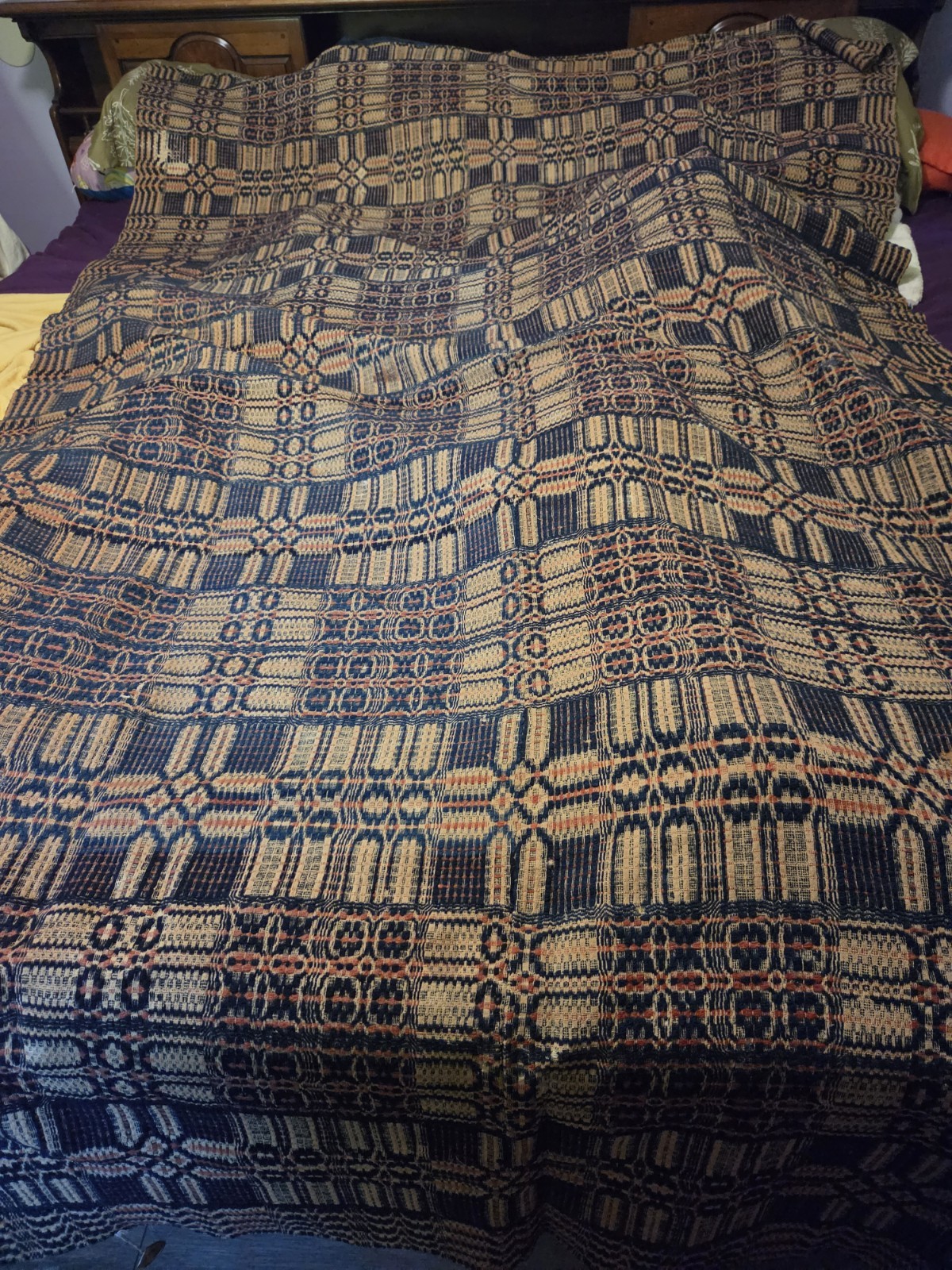 Victorian Antique Coverlet Woven Blanket Victorian Antique Coverlet Woven Blanket