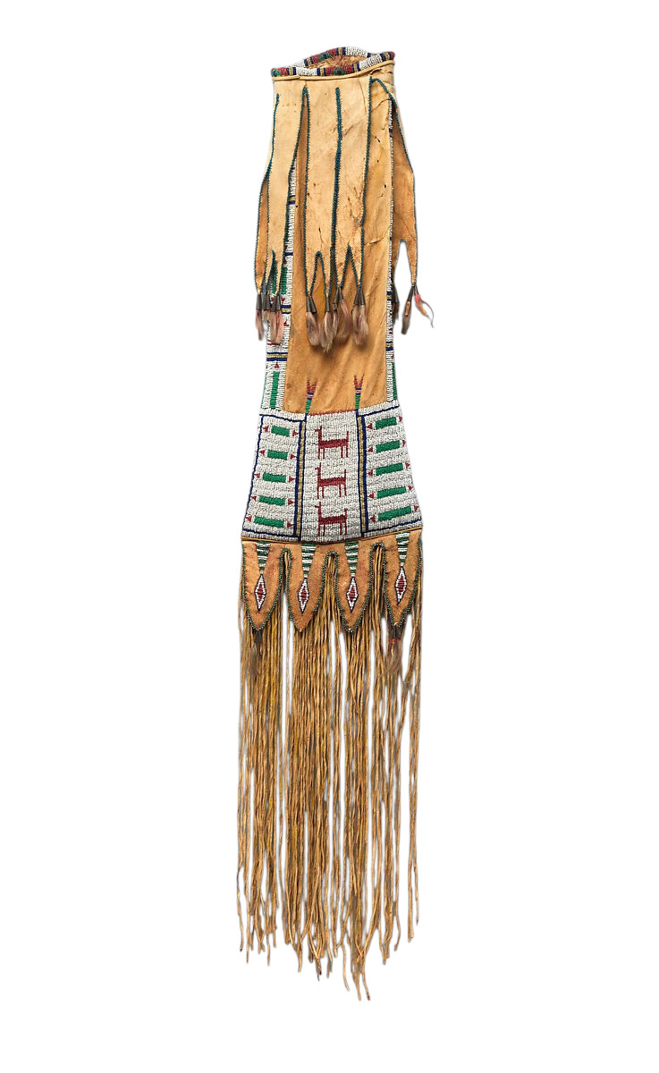 Handmade Native American Tobacco Cover Sioux Beaded Leather Pipe Bag Fringe Handmade Native American Tobacco Cover Sioux Beaded Leather Pipe Bag Fringe