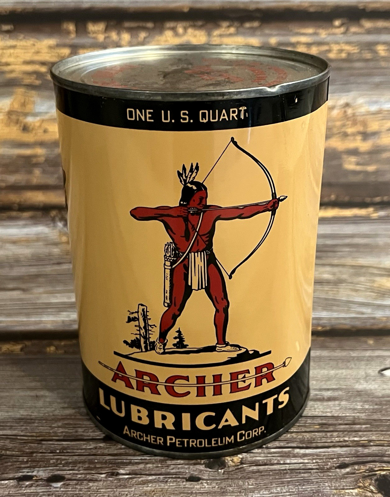 Vintage 1940s 50s 60s Archer Aircraft Grade 1 Quart Metal Oil Can FULL UNOPENED Vintage 1940s 50s 60s Archer Aircraft Grade 1 Quart Metal Oil Can FULL UNOPENED