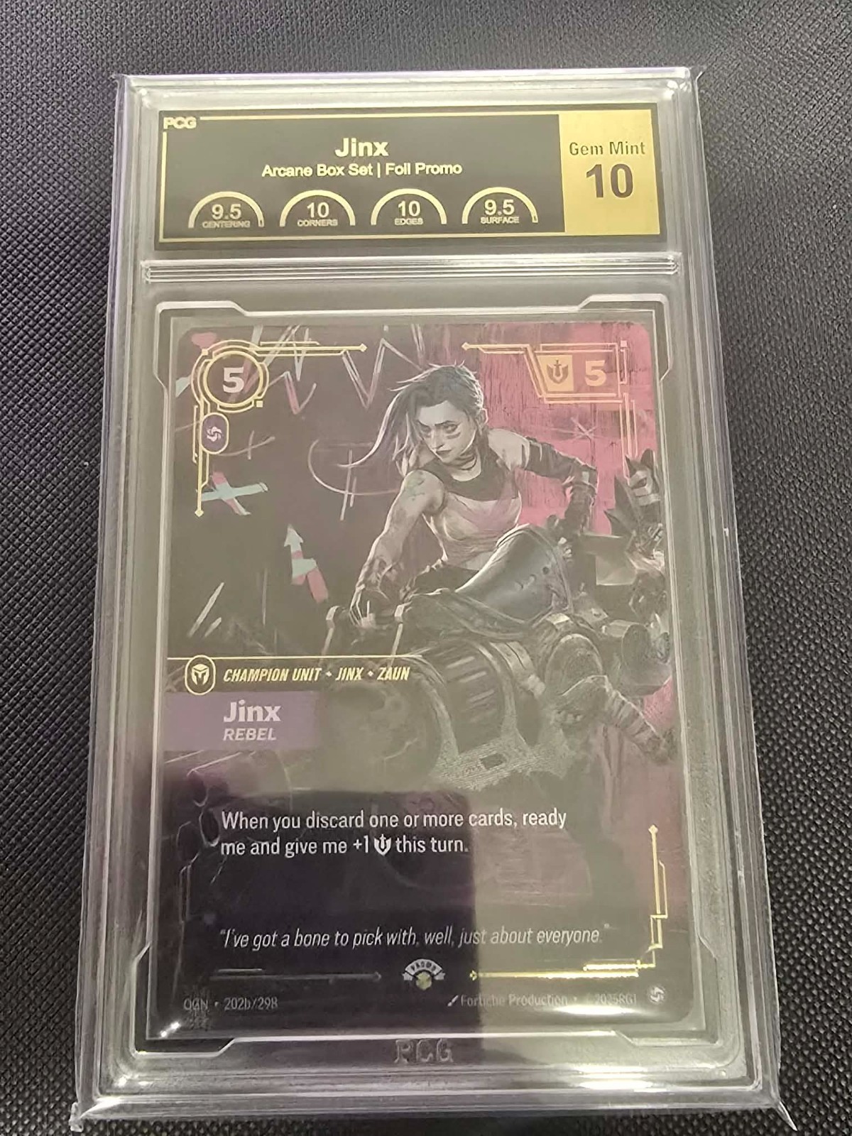 RIFTBOUND LEAGUE OF LEGENDS OGN-ORIGINS ARCANE BOX SET JINX - REBEL 10 Gem Mint RIFTBOUND LEAGUE OF LEGENDS OGN-ORIGINS ARCANE BOX SET JINX - REBEL 10 Gem Mint