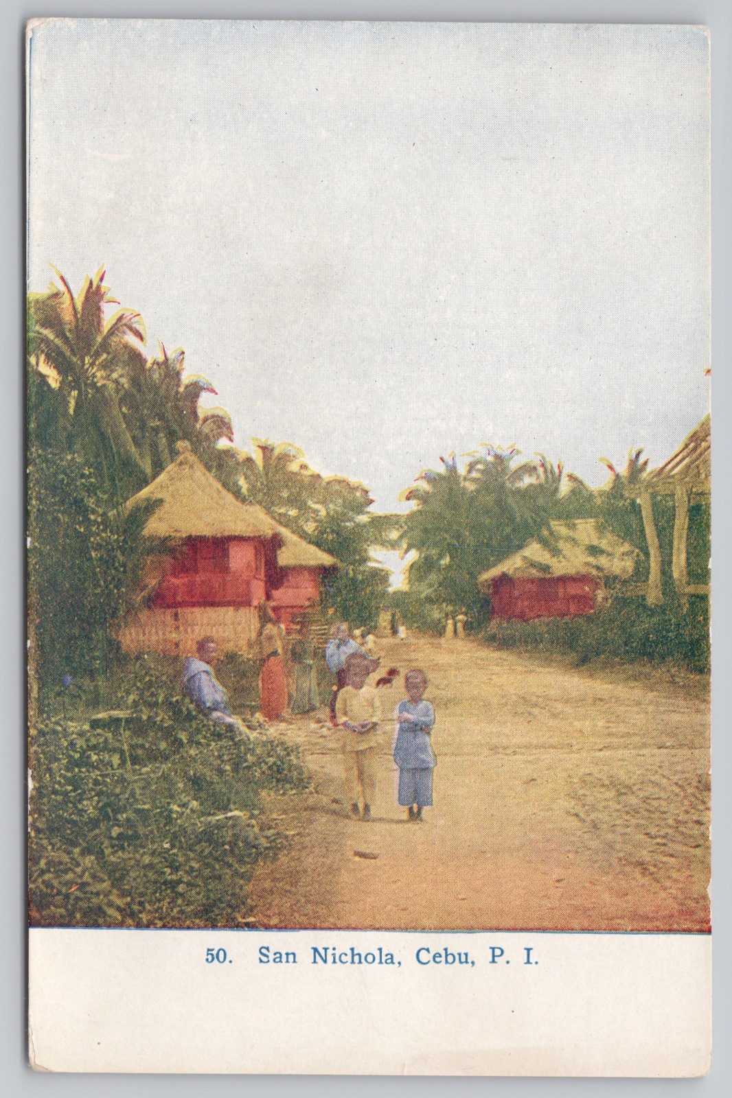 Cebu Philippines P.I. San Nichola Street Scene Children Vintage Postcard B1 Cebu Philippines P.I. San Nichola Street Scene Children Vintage Postcard B1