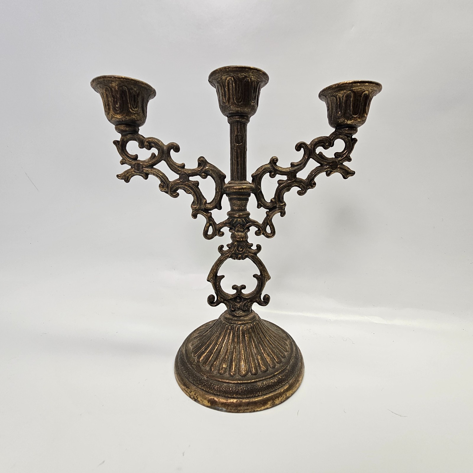 Vintage Interpur Italy Rococo Style Brass Mini 3 Arm Candelabra Mid Century 5.25 Vintage Interpur Italy Rococo Style Brass Mini 3 Arm Candelabra Mid Century 5.25