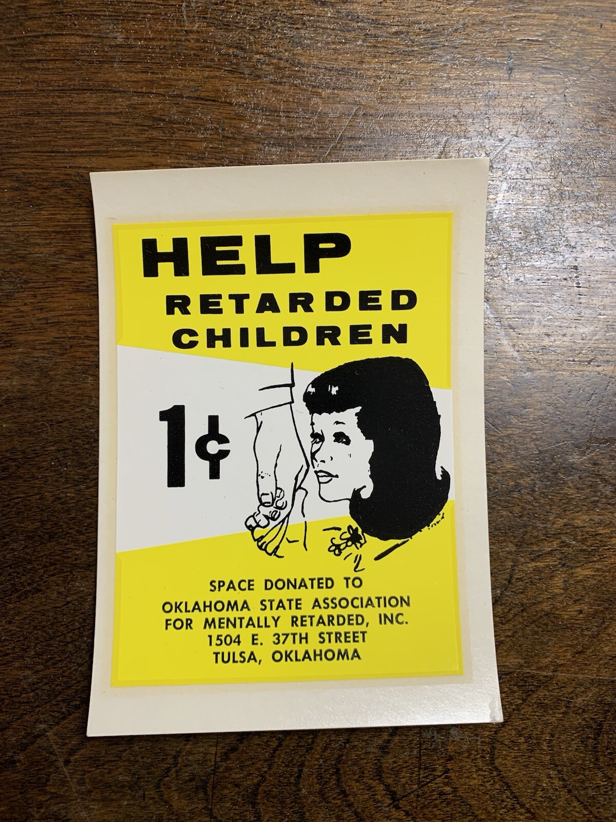 Vintage HELP RETARDED CHILDREN Gumball Coin Op Vending Water Transfer Decal Vintage HELP RETARDED CHILDREN Gumball Coin Op Vending Water Transfer Decal