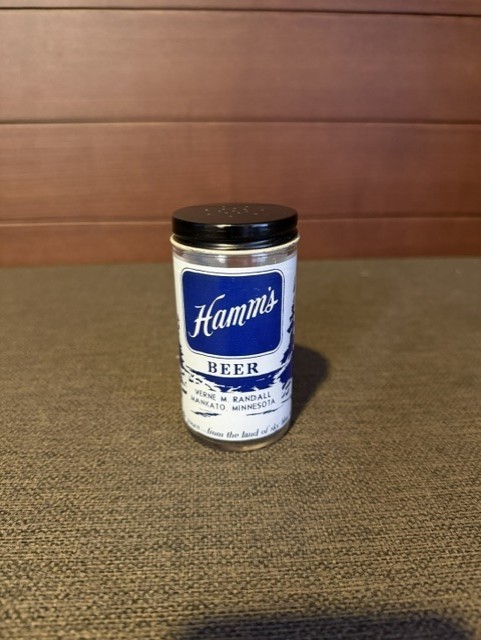 Rare Hamm's Beer Glass Salt Shaker -Verne M. Randall Distributors , Mankato, MN. Rare Hamm's Beer Glass Salt Shaker -Verne M. Randall Distributors , Mankato, MN.