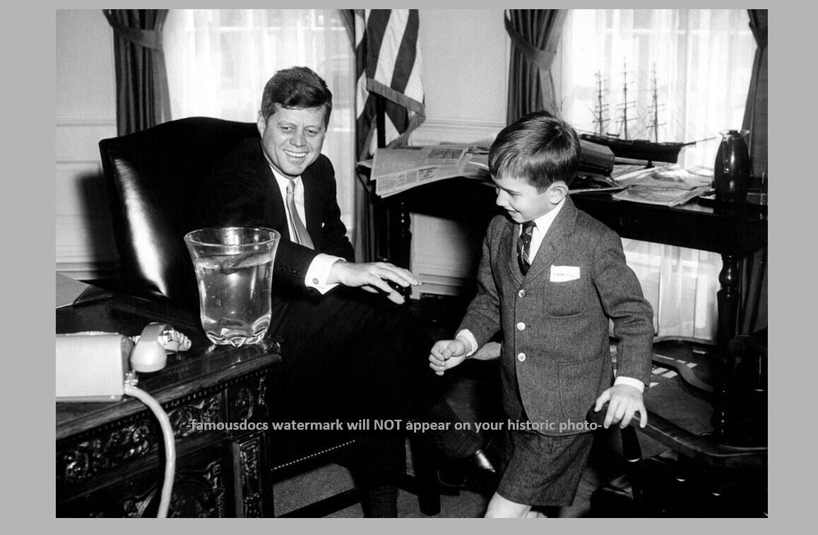 John F Kennedy Robert Kennedy Jr PHOTO Meets with Uncle Gives Salamander in Oval